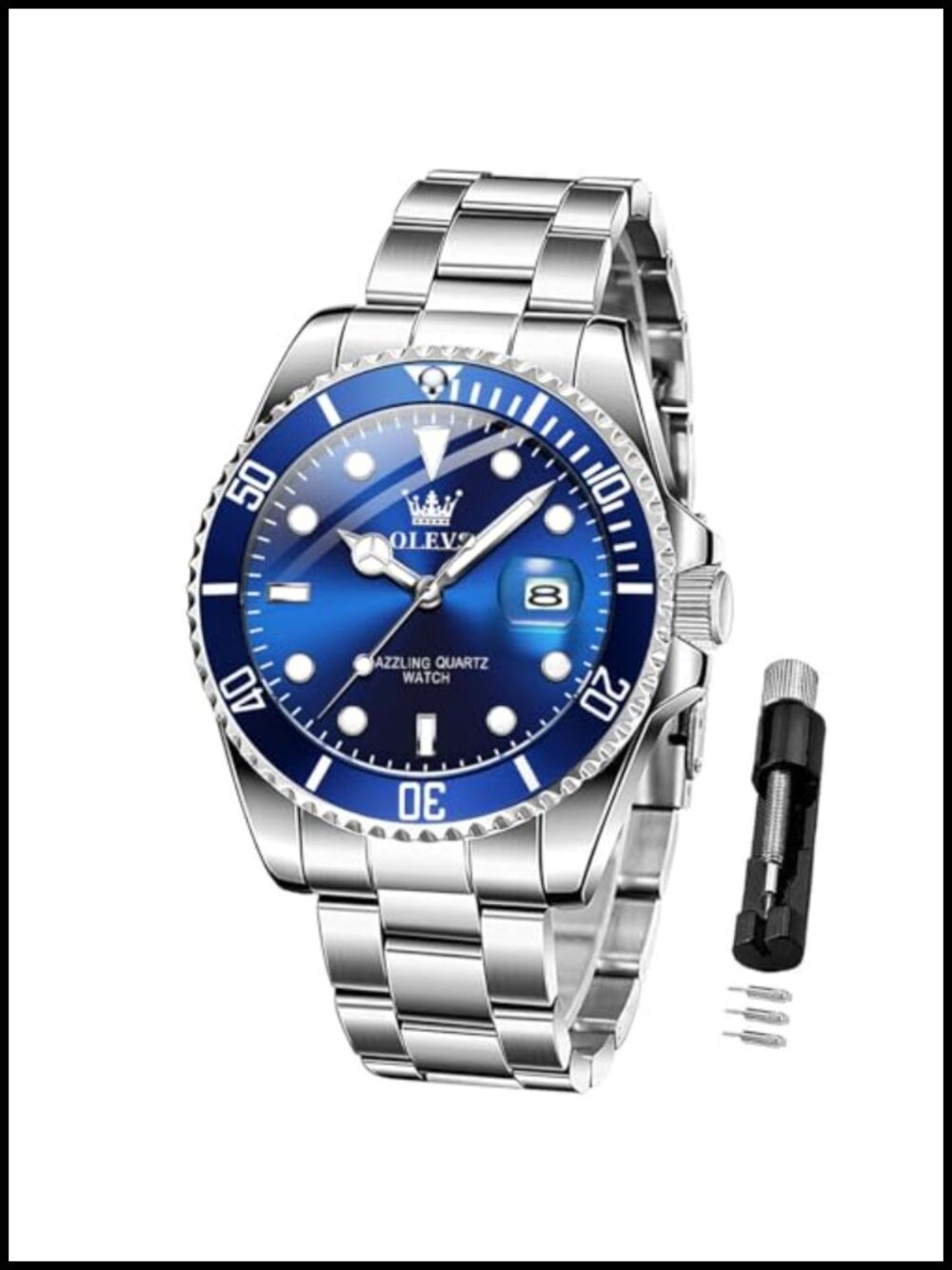 Men's Stainless Steel Quartz Analog Watch 30M Waterproof Luminous Date